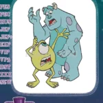 Scared Monsters Inc Sulley and Mike Wazowski embroidery designs - Instant Download