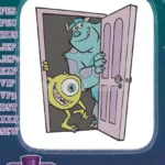 Monsters Inc Mike and Sulley peeking door embroidery designs - Instant Download