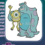 Monsters Inc Sulley Mike Wazowski smiling characters embroidery designs - Instant Download