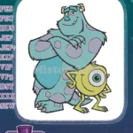 Monsters Inc Sulley and Mike Wazowski embroidery designs - Instant Download