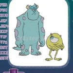 Monsters Inc Sulley and Mike Wazowski character embroidery designs - Instant Download