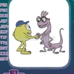 Young Mike Wazowski and Randall Boggs shaking hands embroidery designs - Instant Download
