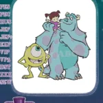 Monsters Inc. Sulley Boo Mike best friends embroidery designs - Instant Download