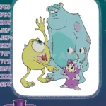 Monsters Inc. Mike Sulley Boo animated surprised embroidery designs - Instant Download