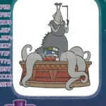 Scholarly slug creature with eyestalks, glasses, books embroidery designs - Instant Download
