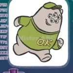 Monsters University Squishy running monster OK shirt cap embroidery designs - Instant Download
