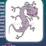 Sly purple lizard monster Randall Boggs character embroidery designs - Instant Download