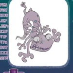 Purple multi-limbed big-eyed monster cartoon character embroidery designs - Instant Download