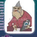 Roz Monsters Inc. stern character glasses pearl necklace embroidery designs - Instant Download