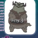 Grumpy green monster with glasses and HSS vest embroidery designs - Instant Download