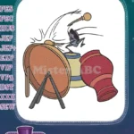 Whimsical cartoon bug playing drums and pots musical embroidery designs - Instant Download