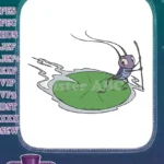 Charming Cricket on Green Lily Pad Water Adventure Embroidery Designs - Instant Download