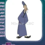 Wise ancient Asian scholar man purple robe embroidery designs - Instant Download