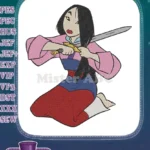 Mulan warrior princess cutting hair with sword embroidery designs - Instant Download