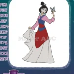 Beautiful Mulan character with butterfly traditional dress embroidery designs - Instant Download
