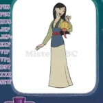 Mulan holding lantern embroidery designs for traditional Chinese warrior princess - Instant Download