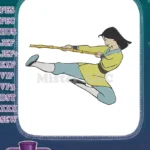 Mulan Warrior Martial Arts Kick Staff Embroidery Designs - Instant Download