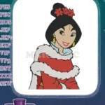 Festive Princess Jasmine inspired red fur coat embroidery designs - Instant Download