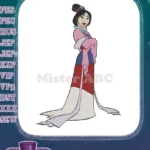 Beautiful Mulan in elegant pink red traditional dress embroidery designs - Instant Download