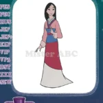 Elegant Mulan Chinese Warrior Princess Traditional Gown Embroidery Designs - Instant Download