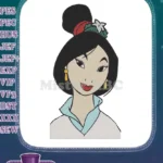 Mulan cartoon character embroidery designs with traditional outfit and hair - Instant Download