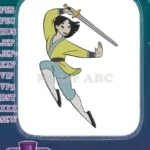Mulan Warrior Princess with Sword Embroidery Designs - Instant Download