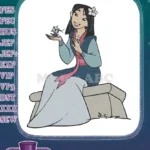 Disney Mulan and Cri-Kee Sitting on Rock Embroidery Designs - Instant Download