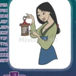 Mulan and Cri-Kee cricket in cage embroidery designs - Instant Download