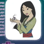 Brave Mulan Holding Cri-Kee Lucky Cricket Embroidery Designs - Instant Download