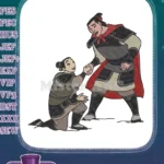 Mulan and Captain Shang military armor heroic handshake embroidery designs - Instant Download