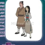 Mulan and Shang Asian Warrior Couple Embroidery Designs - Instant Download