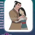 Beloved Disney Mulan and Shang couple hugging embroidery designs - Instant Download