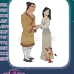 Disney Mulan and Shang Mushu dragon couple embroidery designs - Instant Download