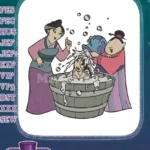 Mulan's traditional bath scene with two women embroidery designs - Instant Download