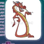 Mushu the Red Dragon Disney Mulan Embroidery Designs - Instant Download