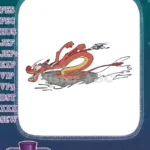 Mushu Red Dragon and Cri-Kee on Gong Embroidery Designs - Instant Download