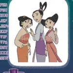 Mulan's Matchmakers elegant traditional Asian women embroidery designs - Instant Download