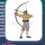 Shirtless Archer Warrior Man with Bow and Arrow Embroidery Designs - Instant Download