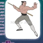 Disney Mulan Li Shang warrior staff pose embroidery designs - Instant Download