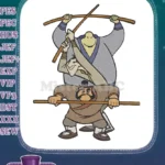 Three Asian Warriors Stick Combat Martial Arts Embroidery Designs - Instant Download