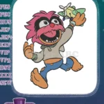 Muppet Animal excited running with airplane embroidery designs - Instant Download