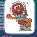 Baby Animal Muppet climbing Empire State Building embroidery designs - Instant Download