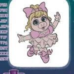 Cute Miss Piggy Ballerina Pink Dress Embroidery Designs - Instant Download
