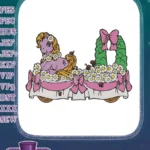 Adorable purple pony flower float wreath ladybug embroidery designs - Instant Download