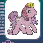 Cute pink pony with rainbow cloud embroidery designs for kids - Instant Download