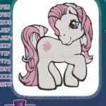 Cute white pony pink mane tail swirl symbol embroidery designs - Instant Download