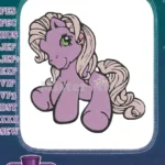 Cute purple pony with pink mane and green eyes embroidery designs - Instant Download