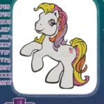 Cute Cartoon Pony with Colorful Mane and Tail Embroidery Designs - Instant Download