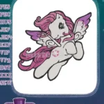 Adorable pink and white Pegasus pony character embroidery designs - Instant Download