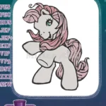 Cute pink pony cartoon embroidery designs for children - Instant Download